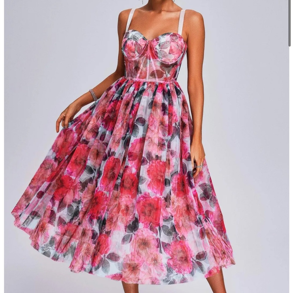 Bella Barnett Floral Midi Dress - Size Large